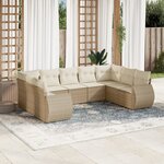 vidaXL Salon de jardin avec coussins 9 Pièces beige résine tressée