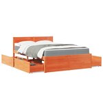 vidaXL Lit avec tiroirs/matelas cire marron 140x190 cm bois massif pin