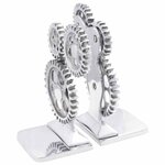 vidaXL Serre-livres 2 Pièces Argent 10 x 10 x 22 cm Aluminium