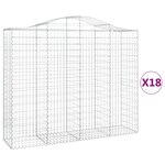 vidaXL Paniers à gabions arqués 18 Pièces 200x50x160/180 cm Fer galvanisé
