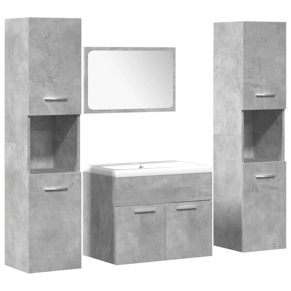 vidaXL Ensemble de meubles de salle de bain 4 Pièces gris béton