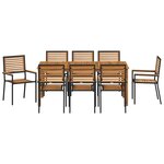vidaXL Ensemble de salle à manger pour jardin 9 Pièces Noir