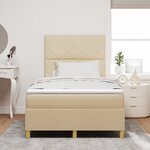 vidaXL Lit avec sommier à ressorts avec matelas & LED crème 120x190 cm tissu