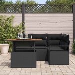 vidaXL Ensemble de canapé de jardin 5 Pièces Noir Poly rotin