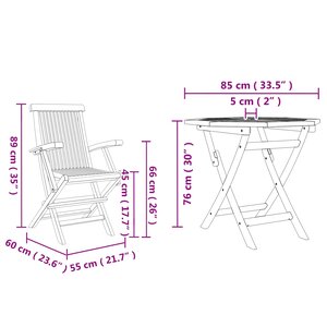 vidaXL Ensemble de salle à manger pour jardin 3 Pièces Marron