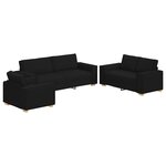 Canapé 3 pièces vidaXL avec coussins en tissu noir