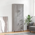vidaXL Buffet haut Sonoma gris 69 5x34x180 cm Bois d'ingénierie