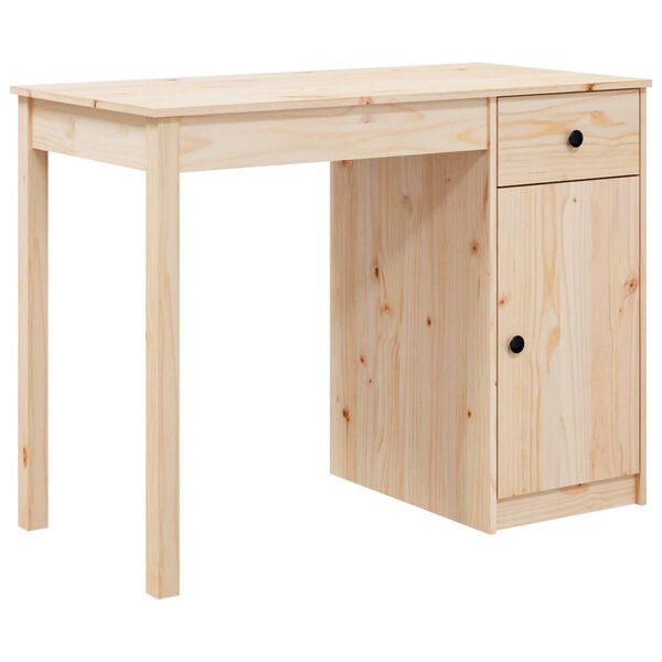 Bureau table poste de travail meuble d'ordinateur informatique étude 100 x 50 x 75 cm bois massif de pin brun 02_0023367