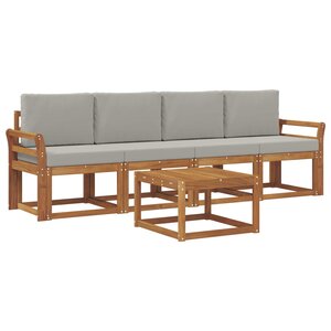 vidaXL Ensemble de canapés d'extérieur 5 pc Gris Naturel et Clair
