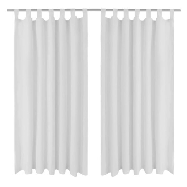 2 Pièces Rideau à Passant Micro Satin Blanc 140 x 175 cm