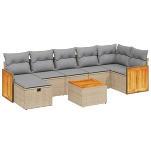 vidaXL Salon de jardin avec coussins 8Pièces mélange beige résine tressée