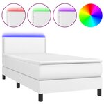 vidaXL Sommier à lattes de lit avec matelas et LED Blanc 90x200cm
