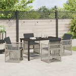 vidaXL Ensemble salle à manger jardin 5 pièces avec coussins gris clair en poly rotin