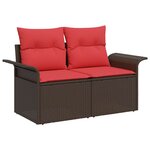 vidaXL Ensemble de canapé de jardin 4 Pièces Marron et rouge polyrotin