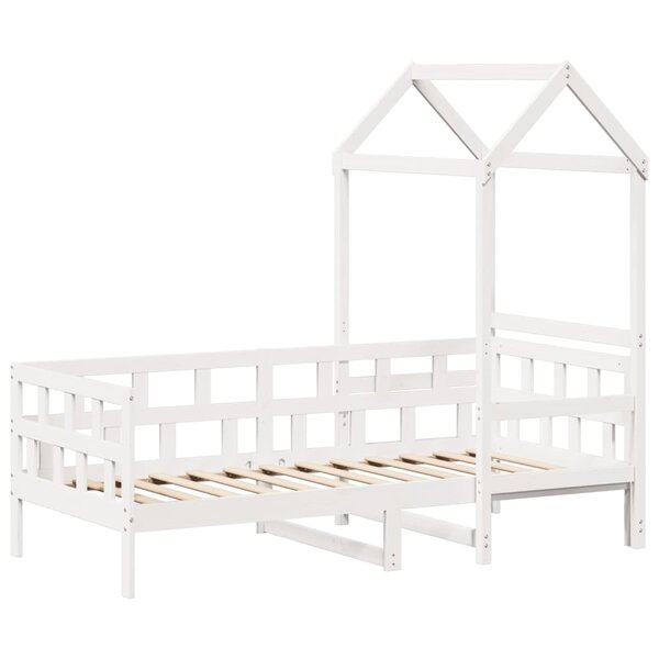vidaXL Lit de jour avec toit blanc 90x200 cm bois de pin massif