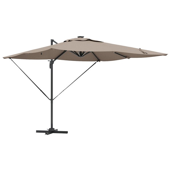 vidaXL Parasol déporté Roma avec LEDs - Taupe (286 x 285 x 270 cm) - Aluminium