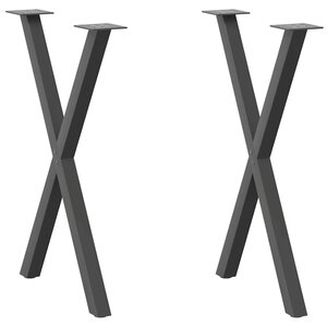 vidaXL Pieds de table à manger en forme de X  2 pièces  anthracite  57 x (72-73) cm  acier