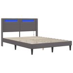 vidaXL Cadre de lit avec bandes LED Gris 120 x 190 cm Simili cuir