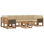 vidaXL Ensemble de canapés d'extérieur avec coussin 6 Pièces Naturel
