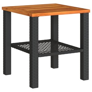 vidaXL Table de jardin noir 40x40x42 cm résine tressée et bois acacia