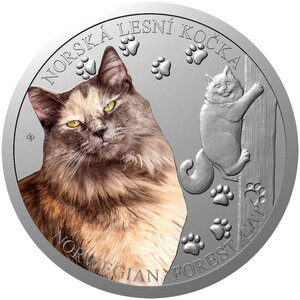 Pièce de monnaie en Argent 1 Dollar g 31.1 (1 oz) Millésime 2026 Cat Breeds NORWEGIAN FOREST CAT (PRÉCOMMANDE)
