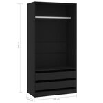 vidaXL Garde-robe Noir 100x50x200 cm Bois d'ingénierie