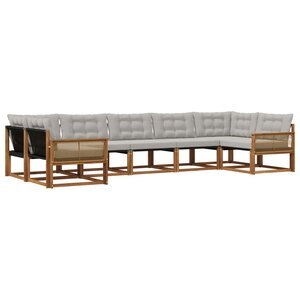 vidaXL Ensemble de canapés d'extérieur 7 Pièces Naturel et gris clair
