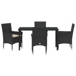 vidaXL Ensemble Salle à Manger Jardin 5 Pièces avec Coussins Rattan Poly Noir