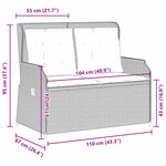 vidaXL Banc inclinable de jardin avec coussins gris résine tressée