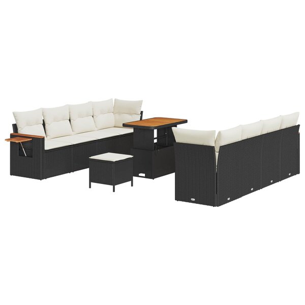 vidaXL Ensemble de canapé de jardin 11 Pièces Noir polyrotin