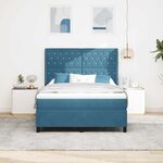 vidaXL Lit à Ressorts avec Matelas LED Bleu 140 x 190 cm Velours