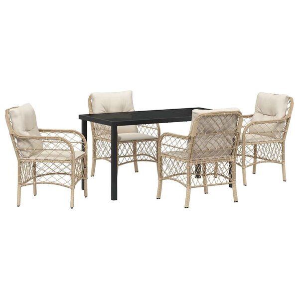 vidaXL Ensemble de salle à manger pour jardin 5 Pièces Beige polyrotin