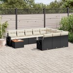 vidaXL Salon de jardin 11 Pièces avec coussins noir résine tressée