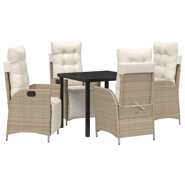 vidaXL Ensemble de salle à manger pour jardin 5 Pièces Beige Poly rotin