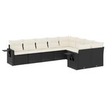 vidaXL Salon de jardin 9 Pièces avec coussins noir résine tressée