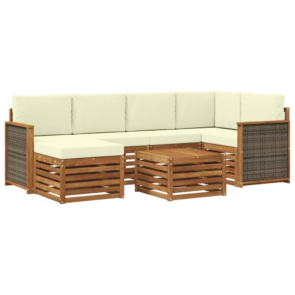vidaXL Ensemble de canapés d'extérieur 6 pc Naturel et Crème