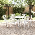 vidaXL Ensemble de salle à manger pour jardin 7 Pièces Blanc Aluminium