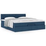 VidaXL Cadre de lit ottoman avec matelas bleu 200x200 cm tissu