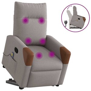 vidaXL Fauteuil inclinable de massage Taupe Tissu