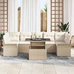 vidaXL Ensemble de canapé de jardin 8 Pièces Beige Poly Rattan
