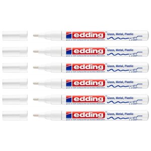 Marqueur Peinture Brillante 751 Blanc Pointe Moyenne 1-2 mm x 6 EDDING
