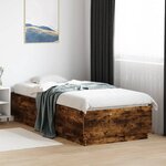 vidaXL Cadre de lit avec LED sans matelas chêne fumé 100x200 cm