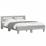 vidaXL Cadre de lit avec tête de lit et LED sonoma gris 150x200 cm