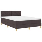 vidaXL Lit box spring avec matelas et LED Marron foncé 160x200 cm Tissu