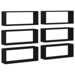 vidaXL Étagères murales avec étagère 6 Pièces Chêne noir 60 x 15 x 23 cm