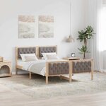 vidaXL Cadre de lit avec tête de lit Taupe 140 x 200 cm Pin massif