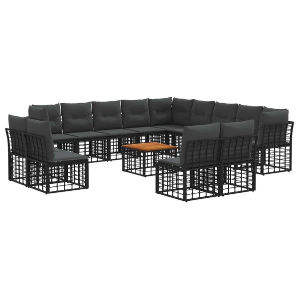 vidaXL Ensemble de canapés d'extérieur 14 Pièces Noir et Gris foncé