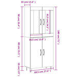 vidaXL Buffet haut Gris béton 69 5x34x180 cm Bois d'ingénierie