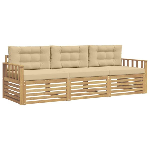 vidaXL Ensemble de canapés d'extérieur 3 pc Blanc et Beige Polyester