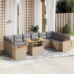 vidaXL Salon de jardin 11 Pièces avec coussins beige résine tressée